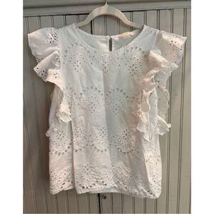 Adiva ruffle sleeved eyelet tank top sz small